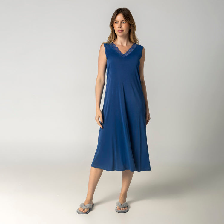 Camisola Midi Regata Azul Atalaia com Renda