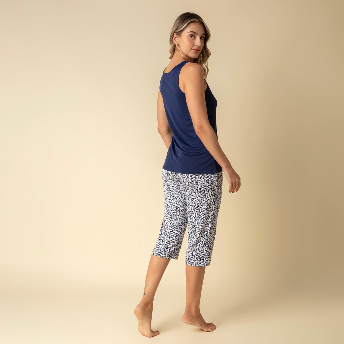 Pijama Feminino Capri Regata Azul Lock