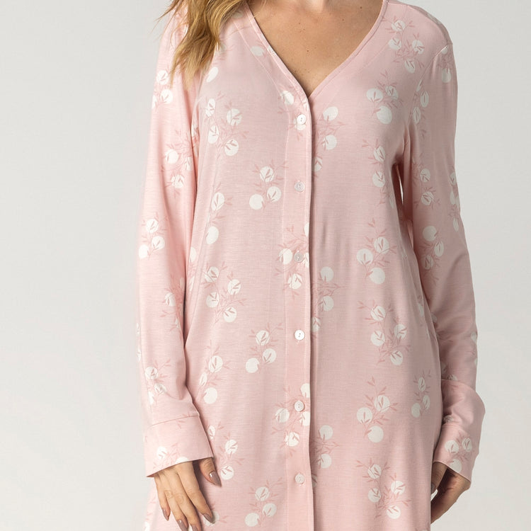Camisão Feminino Aberto Rosa Folliage