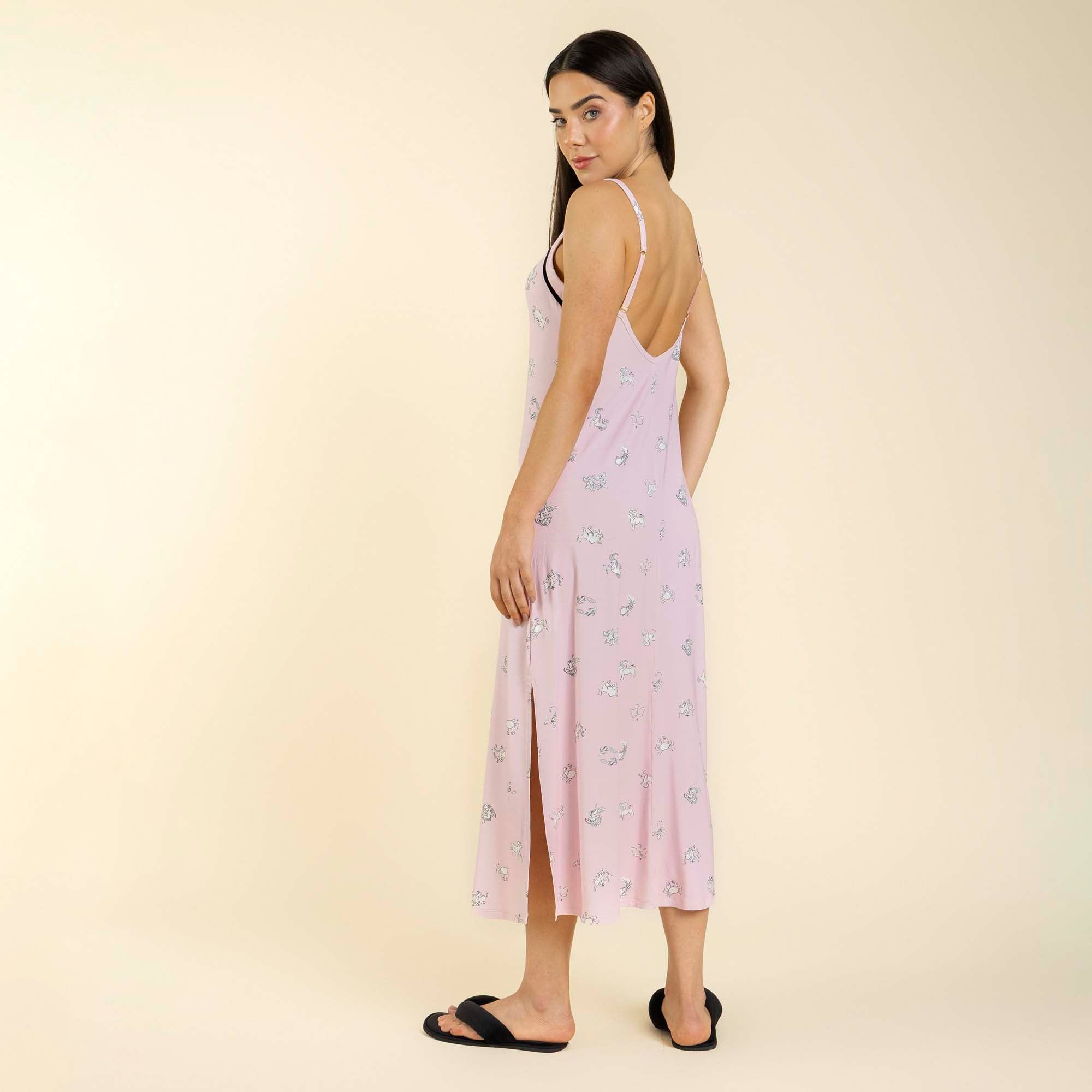 Camisola Midi de Alça Rosa Zodíaco