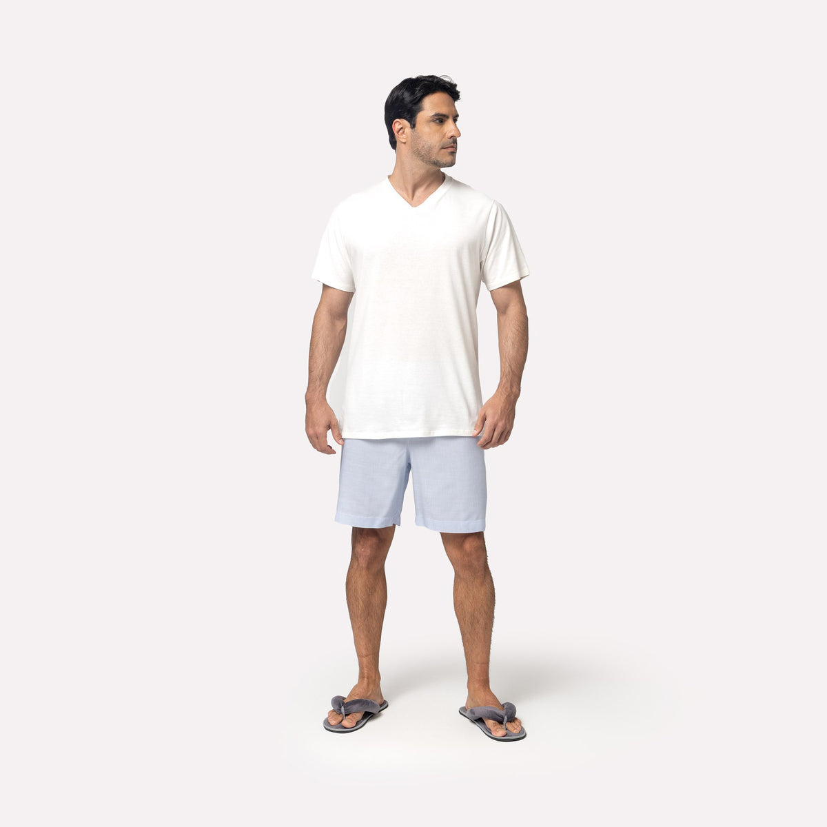 Pijama Masculino Curto Listrado Azul Marinho