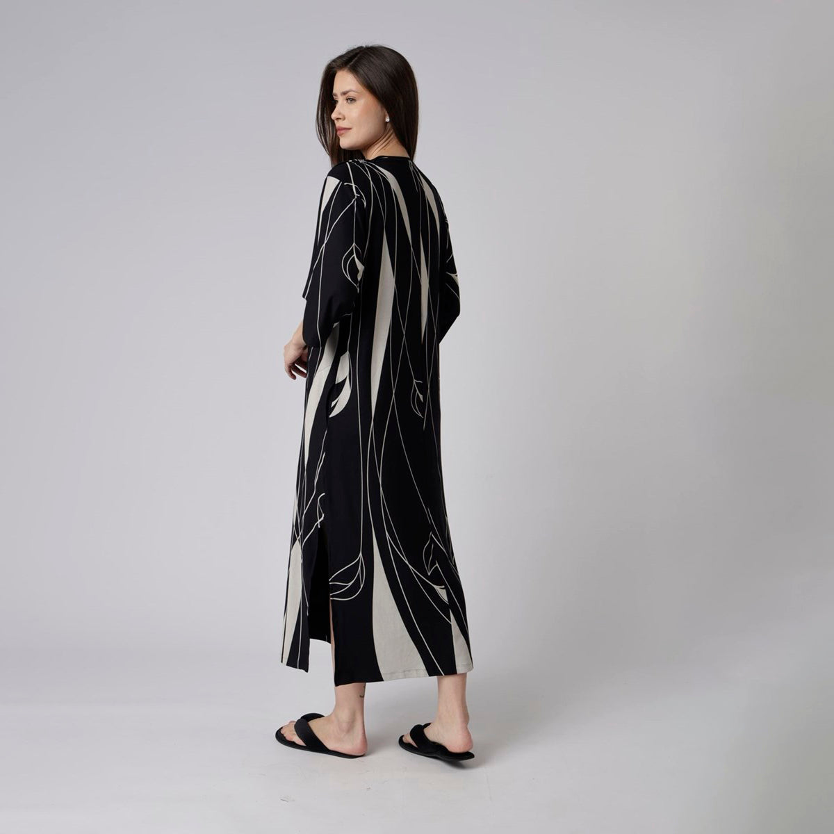 Kaftan Feminino Midi Rongeant Flower