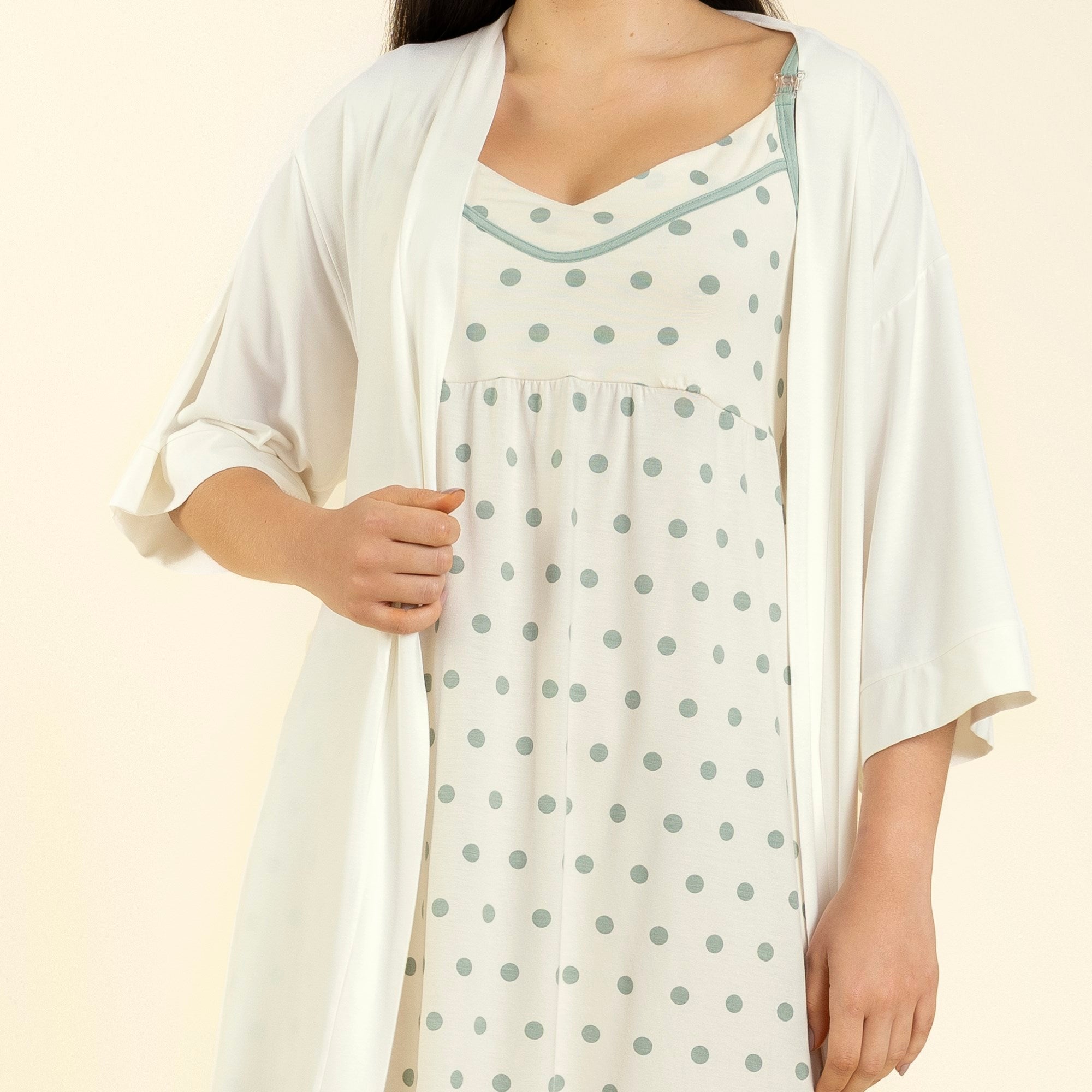 Camisola Gestante de Alça Poá Green
