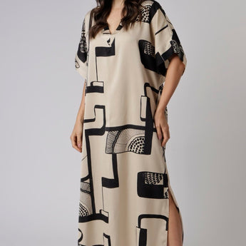 Kaftan Feminino Longo Estampado Abstrato