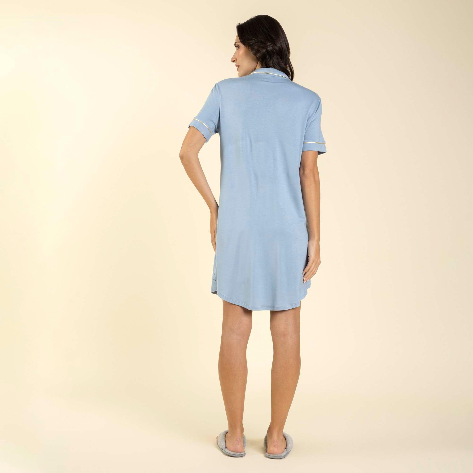 Camisão Feminino Curto Aberto Azul Sereno