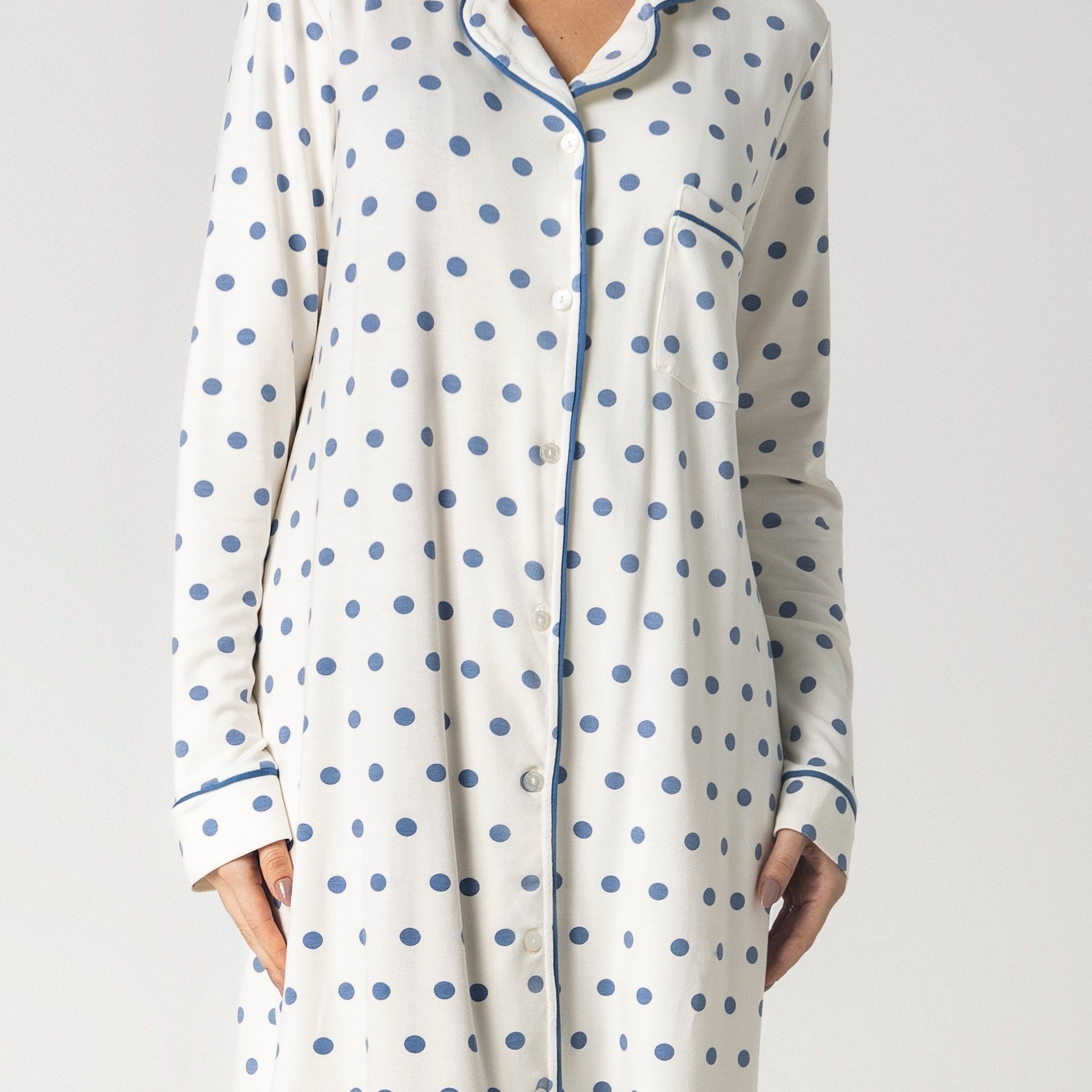 Camisão Feminino Aberto Poá Azul