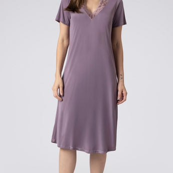 Camisão Feminino Midi Malva Celinda com Renda
