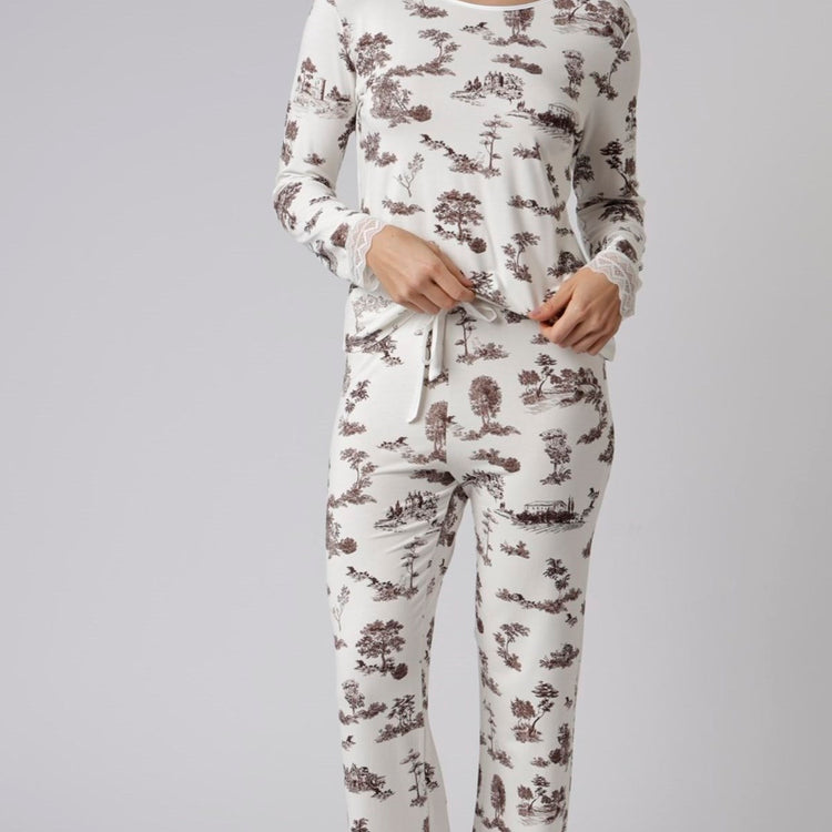 Pijama Feminino Longo Toile com Renda
