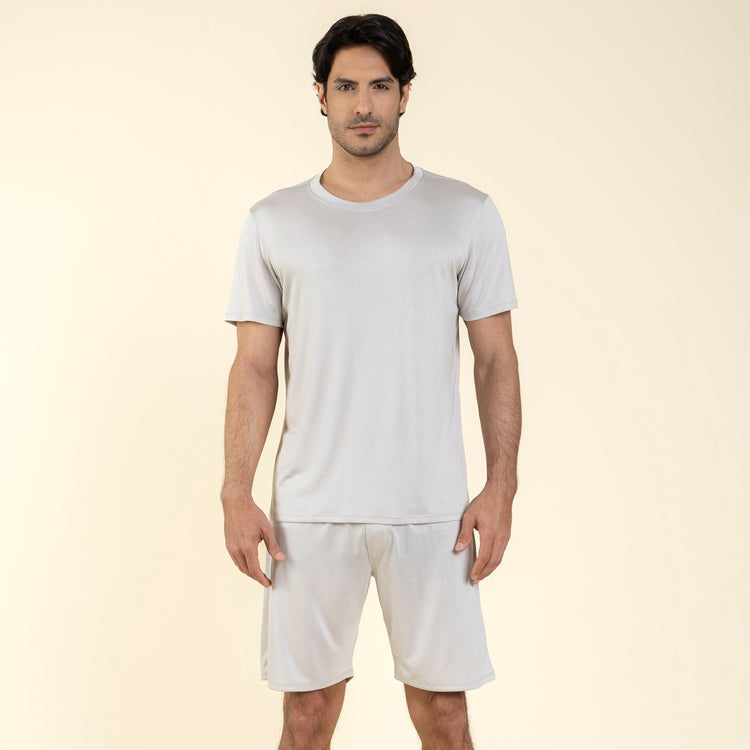 Pijama Masculino Curto Modal Cinza Silver