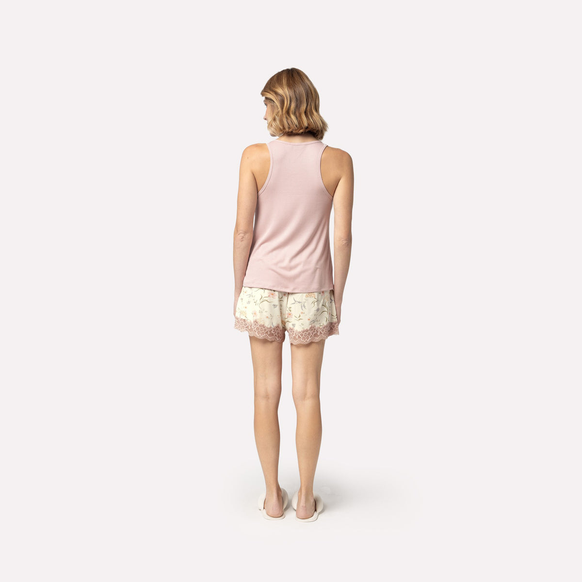 Short Doll Regata Rosê Bloom com Renda