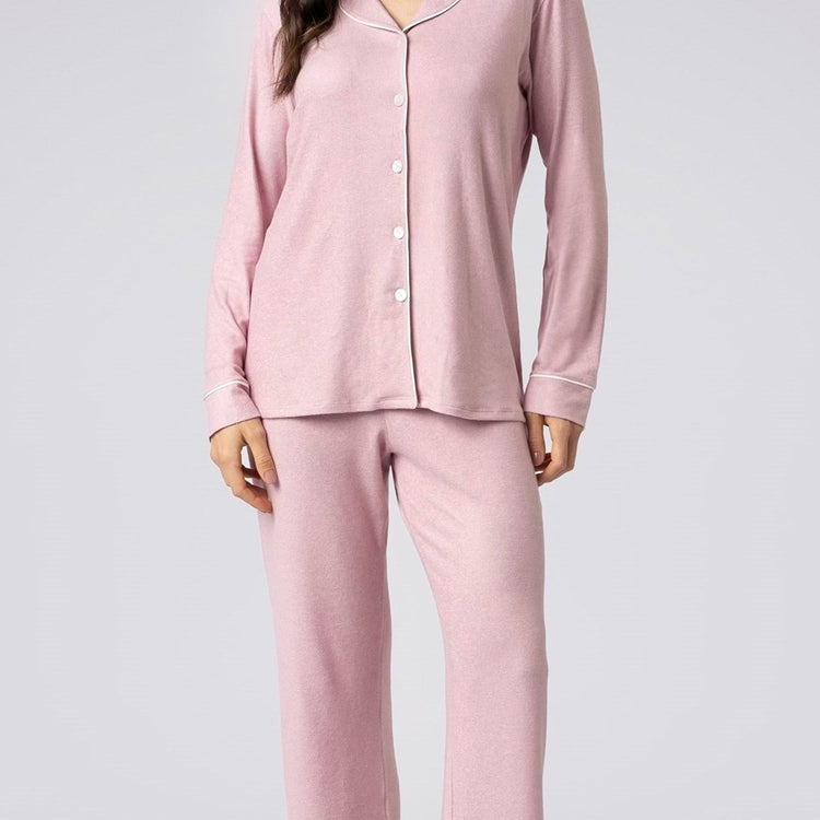 Pijama Feminino Aberto Longo Cashmere Rosa
