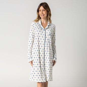 Camisão Feminino Aberto Poá Azul
