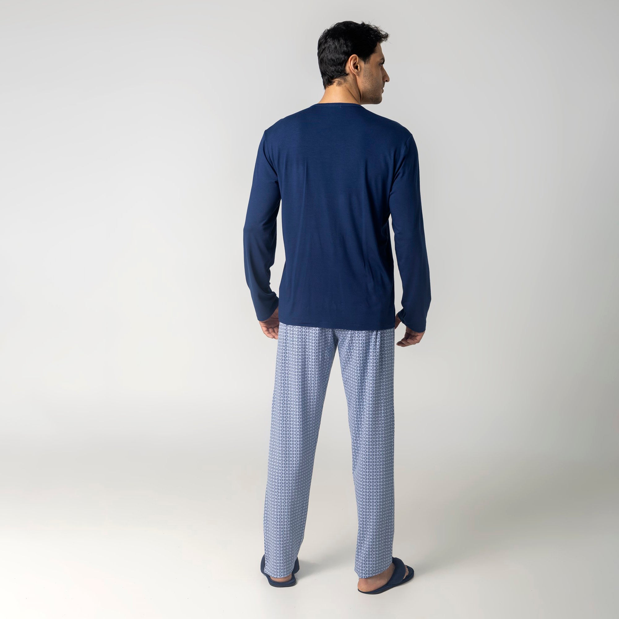 Pijama Masculino Longo Azul Tie