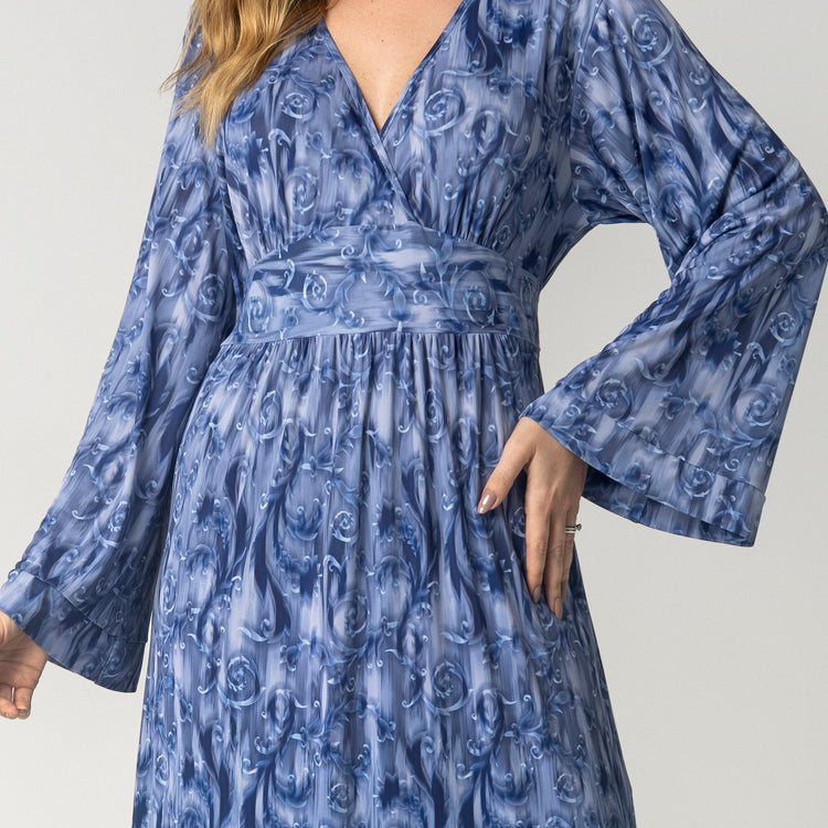 Kaftan Longo Azul Organique com Fenda