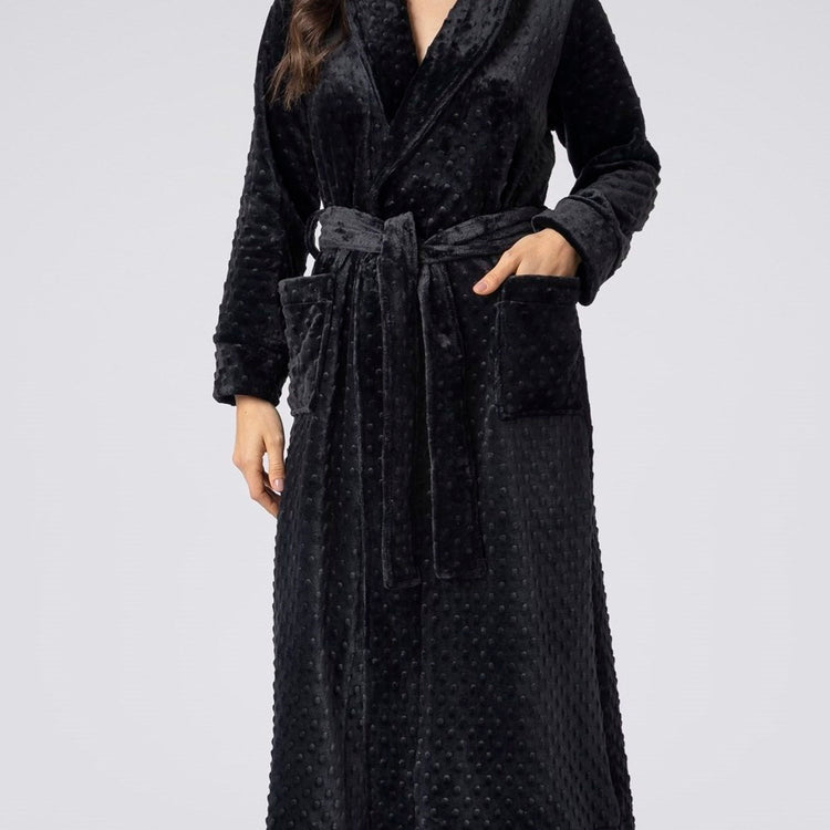 Robe Feminino Midi em Fleece Preto