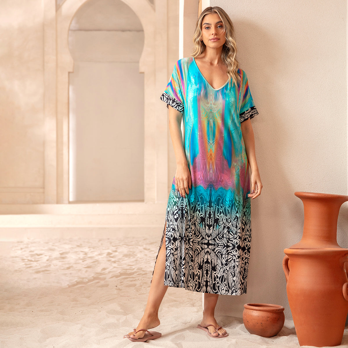 Kaftan Feminino Longo Tie Dye