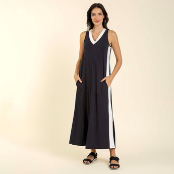 Vestido Midi Regata Preto com Off White