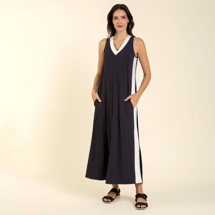 Vestido Midi Regata Preto com Off White