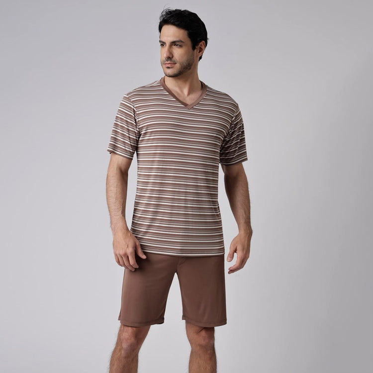 Pijama Masculino Curto Listrado Choco