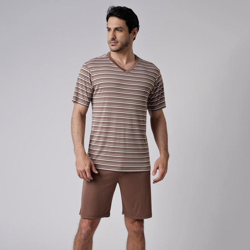 Pijama Masculino Curto Listrado Choco