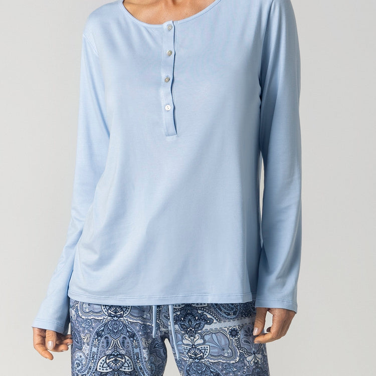 Pijama Feminino Longo Azul Paisley