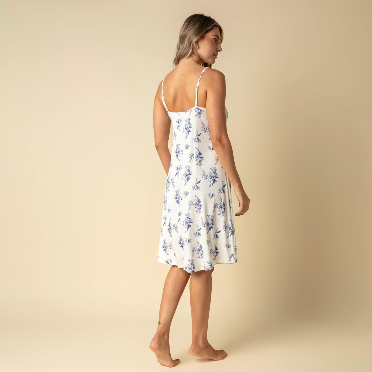 Camisola Midi de Alça Azul Orquídeas