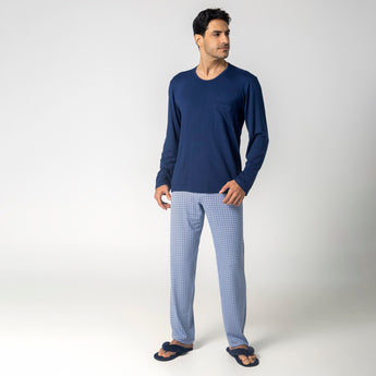 Pijama Masculino Longo Azul Tie