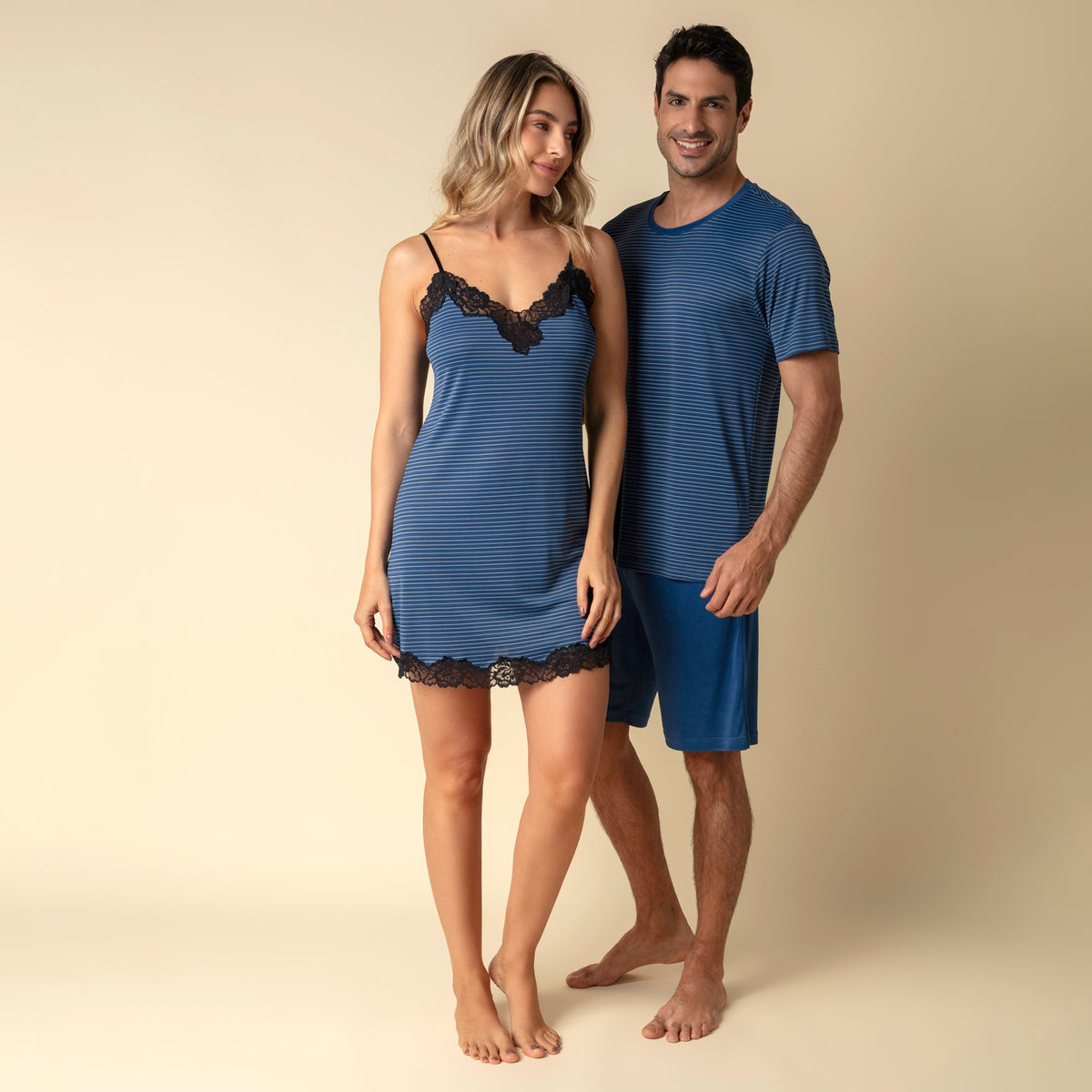 Camisola Curta de Alça Listrado Azul Atalaia