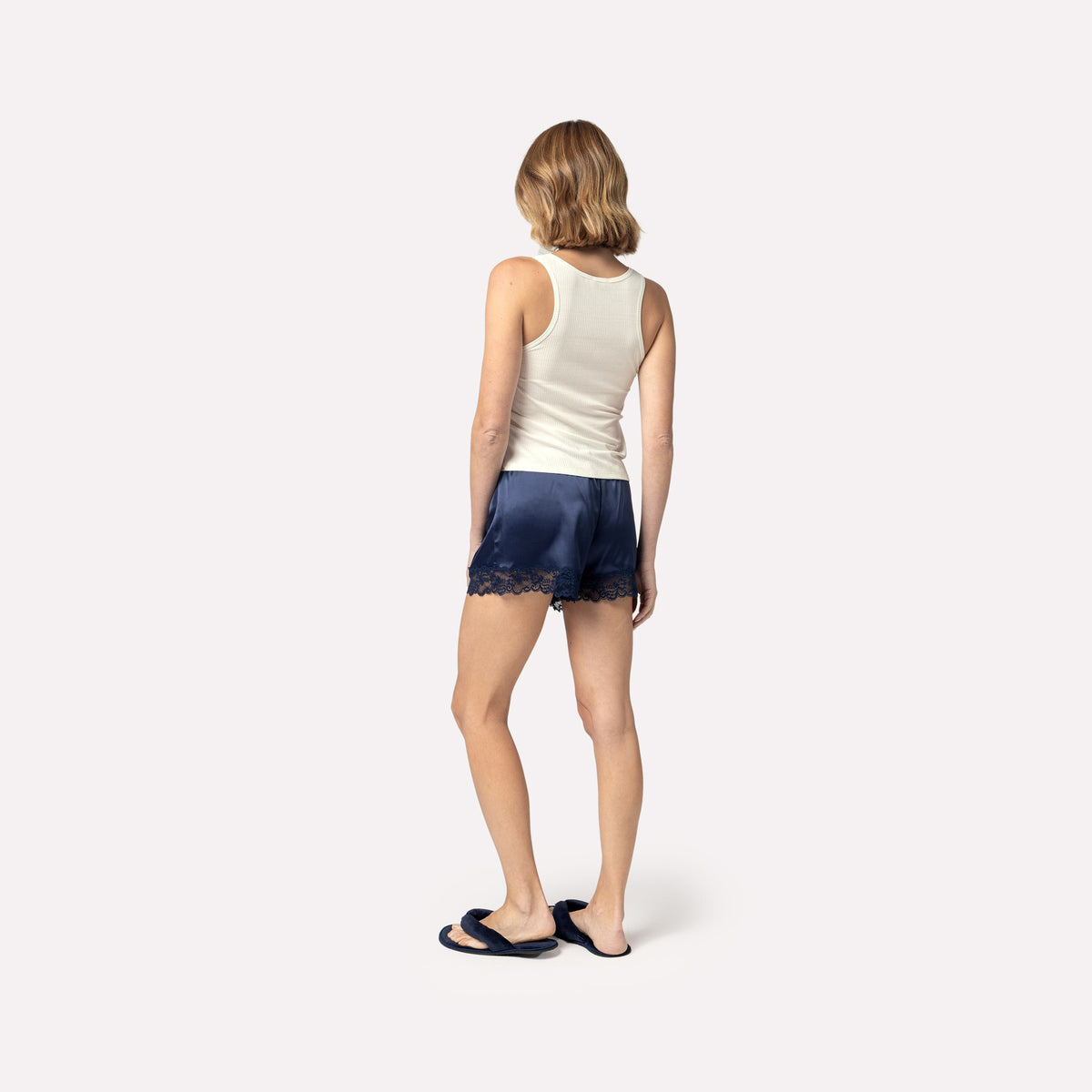 Short Doll Regata com Cetim Marinho
