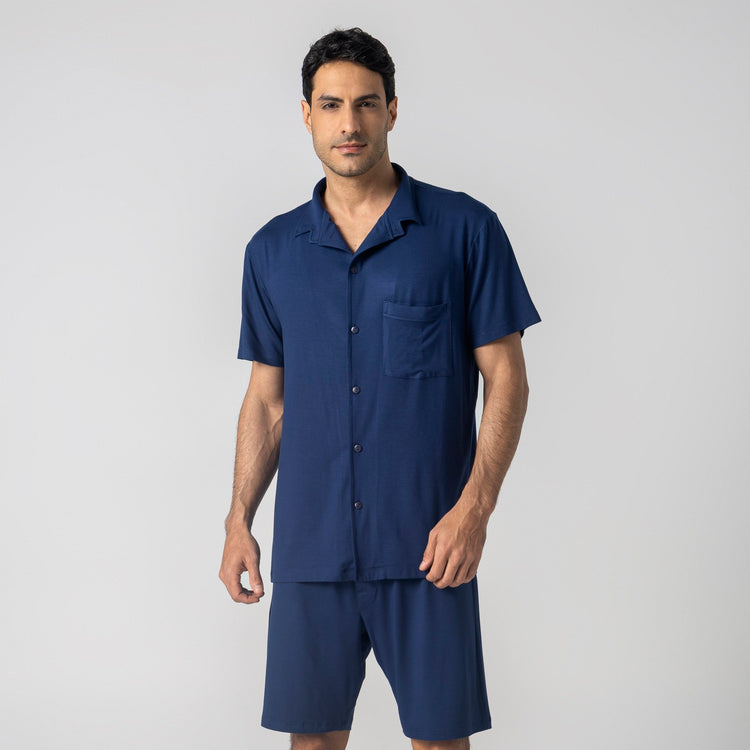 Pijama Masculino Curto Aberto Marinho