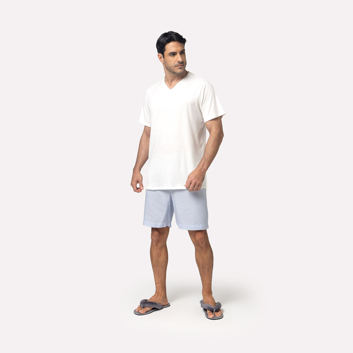 Pijama Masculino Curto Listrado Azul Marinho