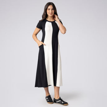 Vestido Midi Balance Style Preto e Branco