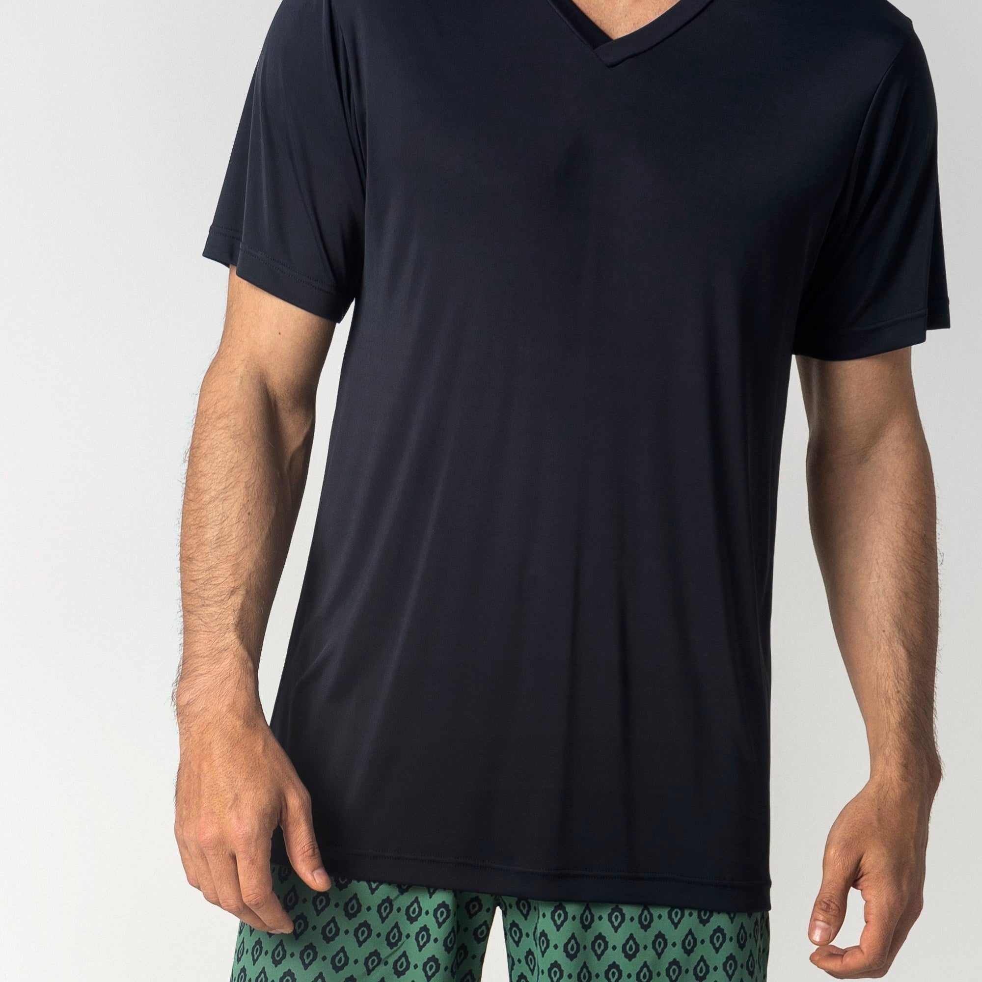 Pijama Masculino Curto Étnico Verde e Preto