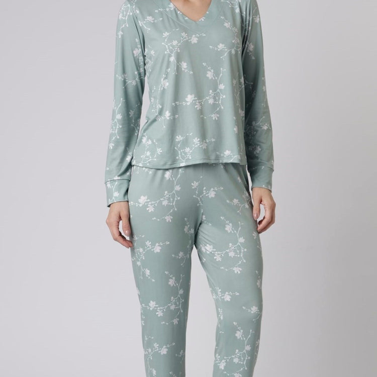 Pijama Feminino Longo Floral Green