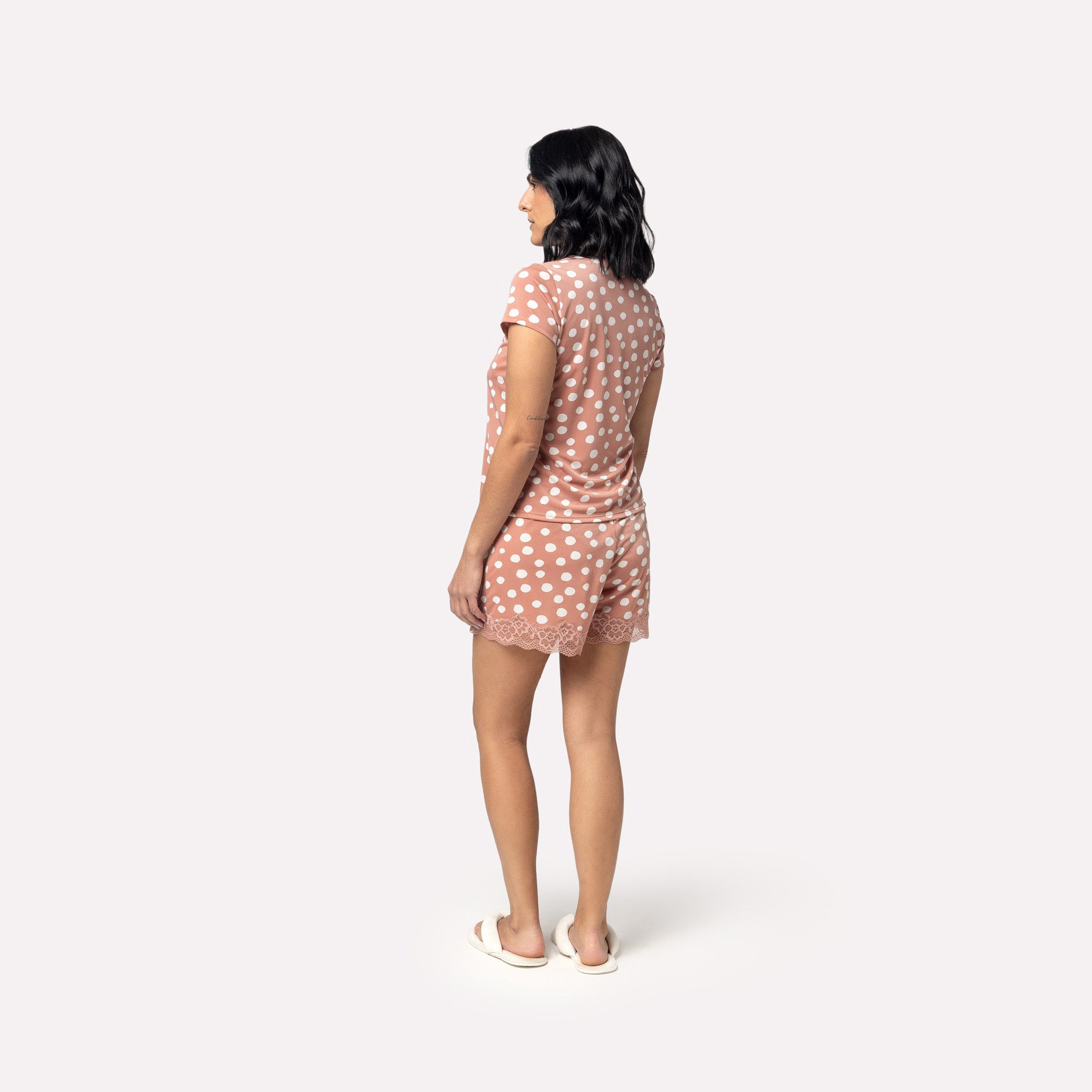 Pijama Feminino Curto Pearl com Renda