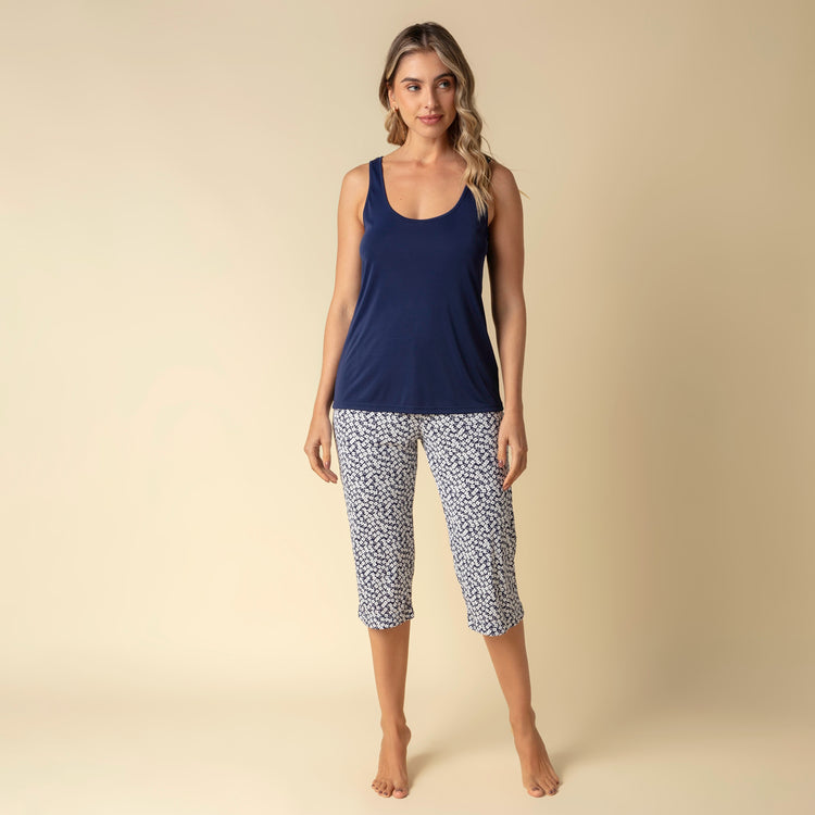 Pijama Feminino Capri Regata Azul Lock