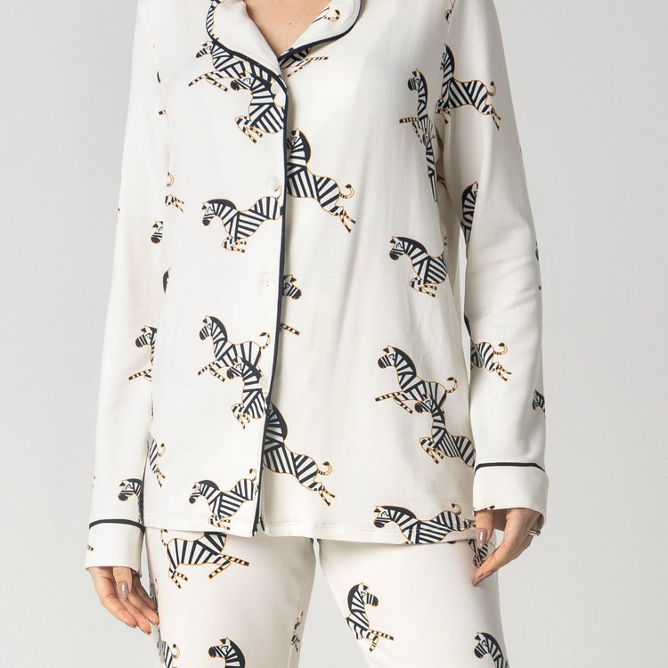 Pijama Feminino Longo Aberto Zebra