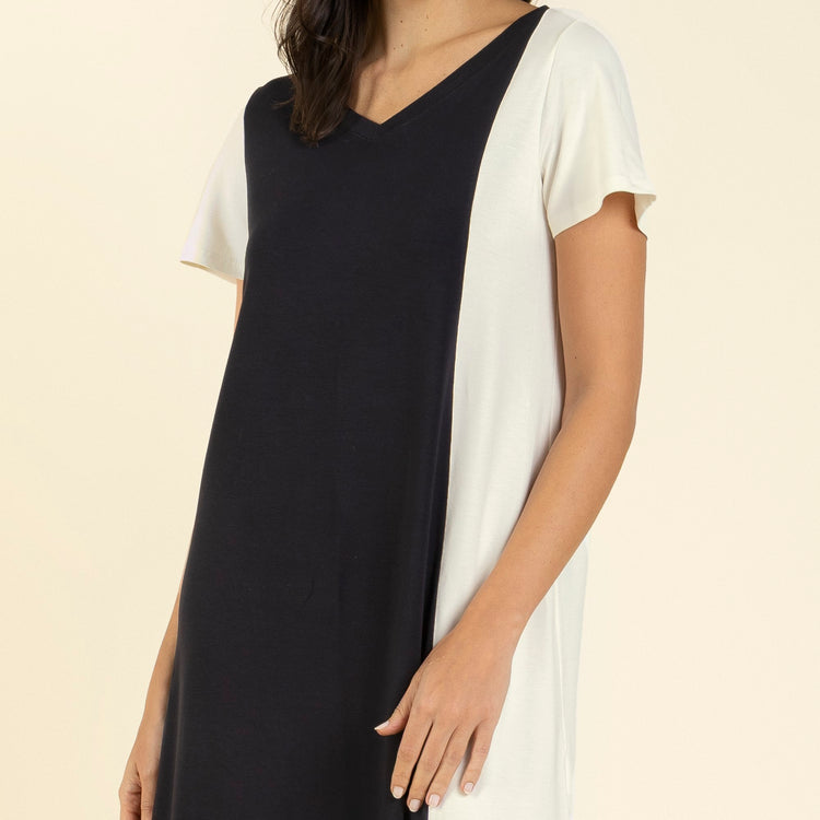 Kaftan Feminino Midi Preto com Off White