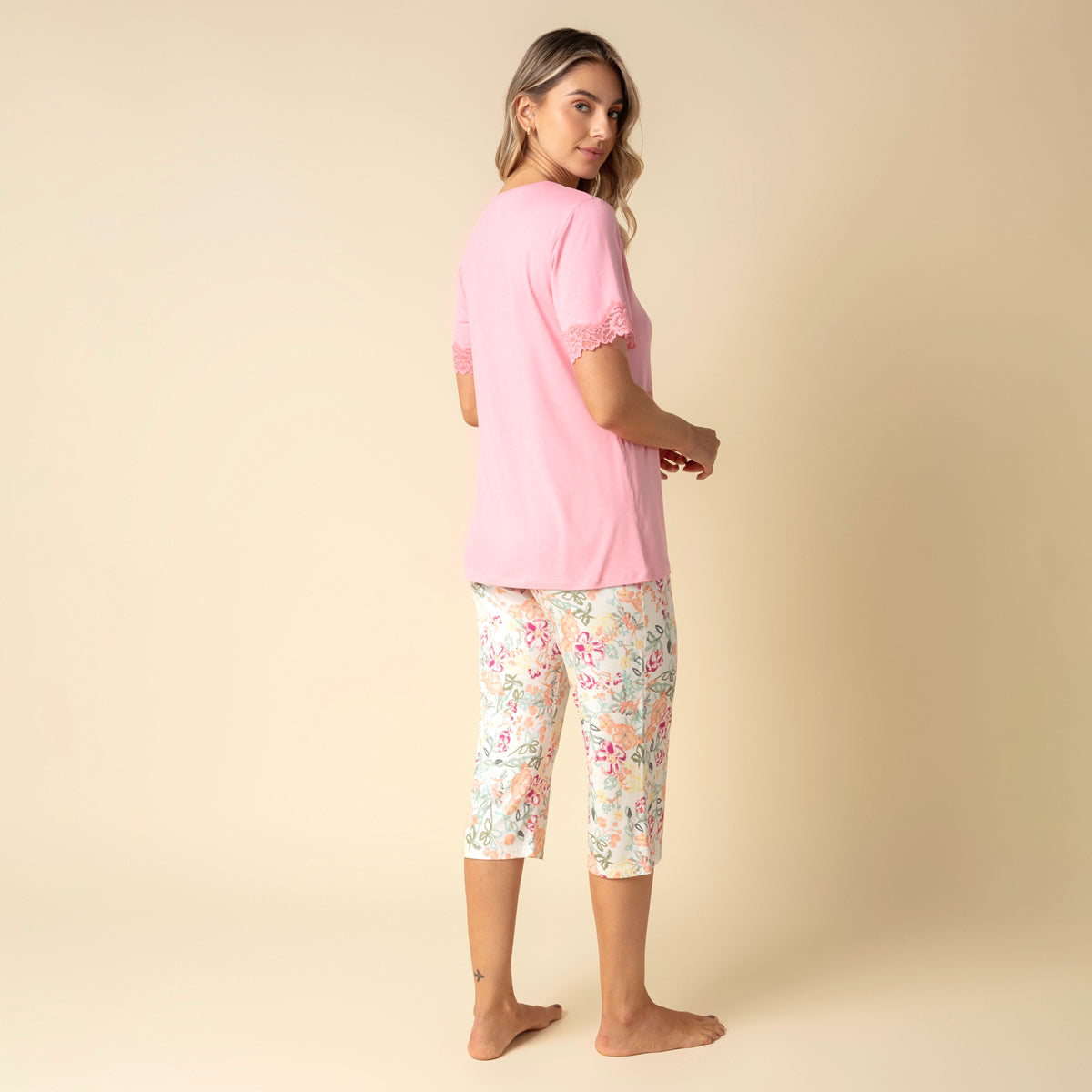 Pijama Feminino Capri Rosa Garden