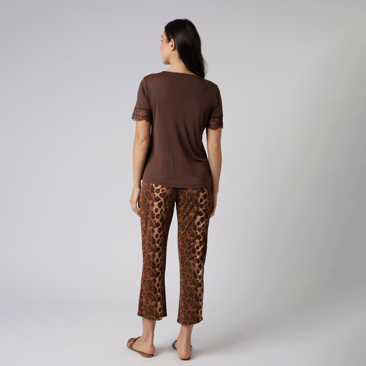 Pijama Feminino Pantacourt Onça Brown