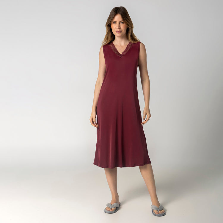 Camisola Midi Regata Vinho com Renda
