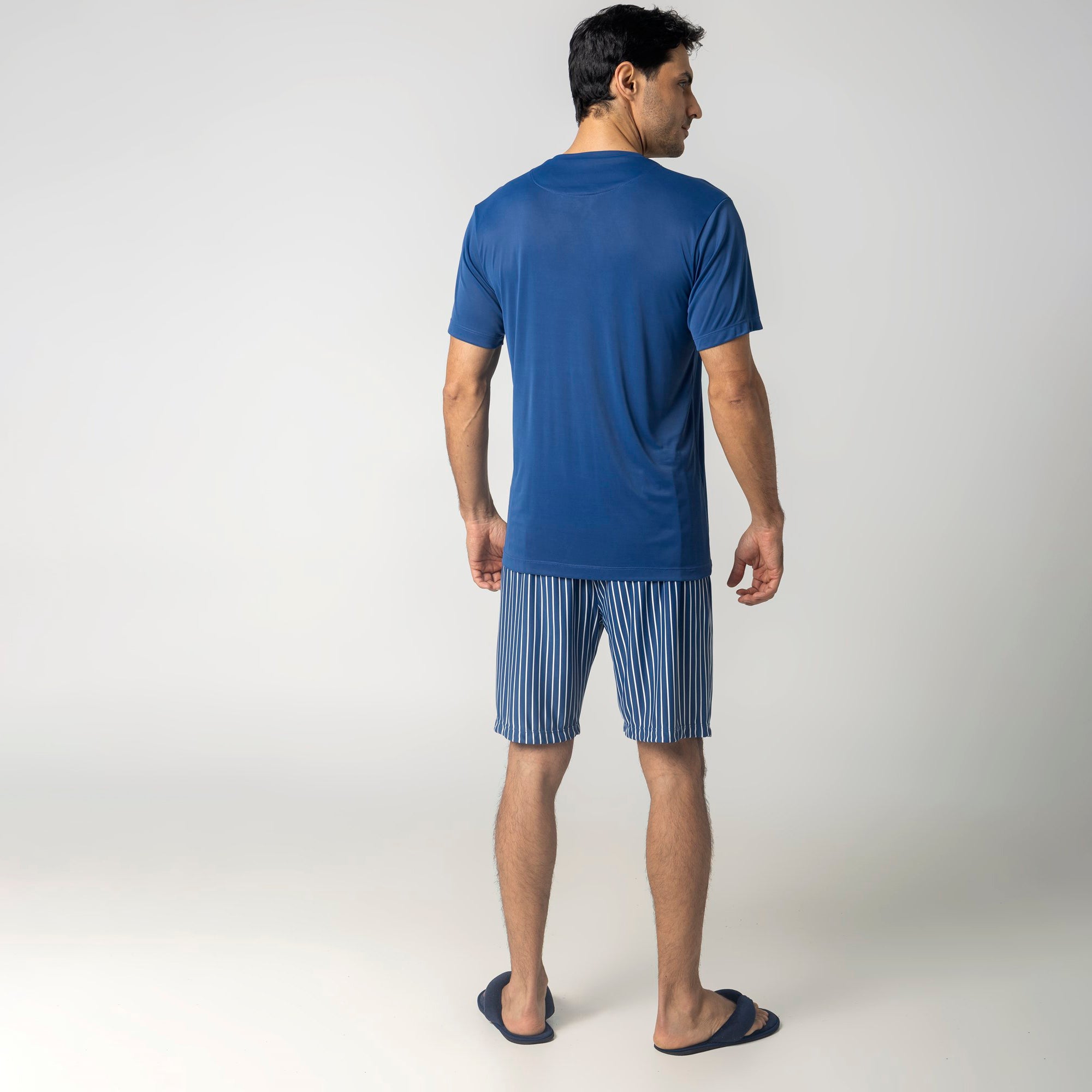 Pijama Masculino Curto Listrado Azul Atalaia