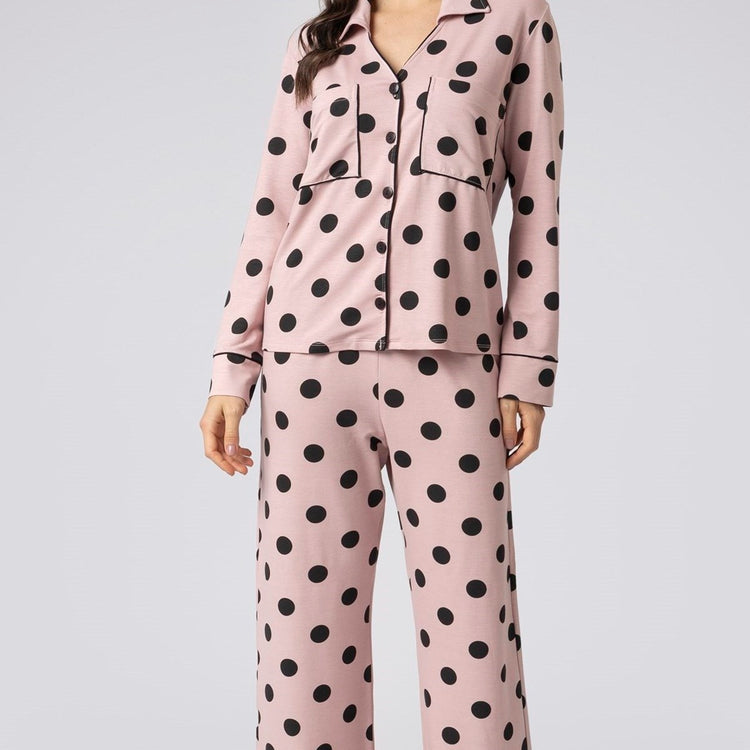 Pijama Feminino Aberto Poá Rosa Lingerie