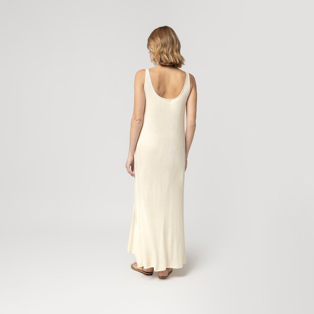 Vestido Midi Regata Bege com Fenda