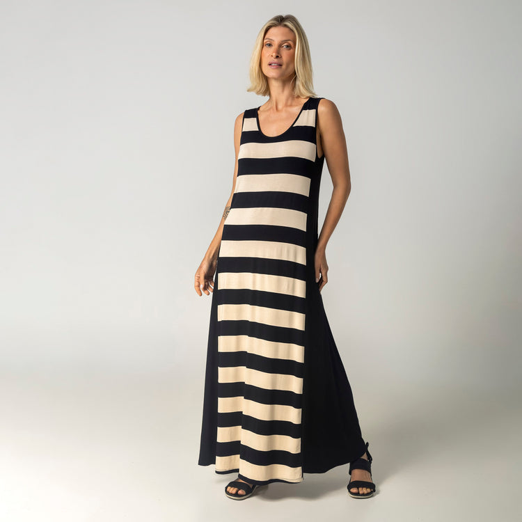 Kaftan Feminino Longo Regata Urban Stripe