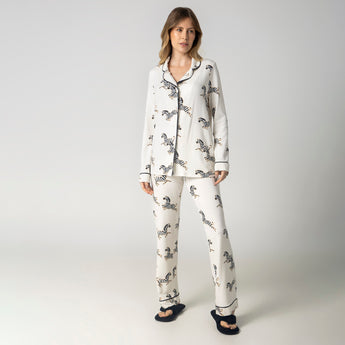 Pijama Feminino Longo Aberto Zebra