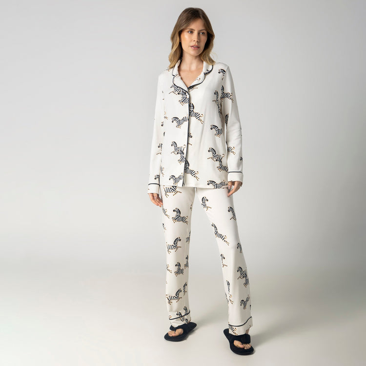 Pijama Feminino Longo Aberto Zebra