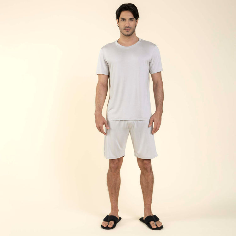 Pijama Masculino Curto Modal Cinza Silver