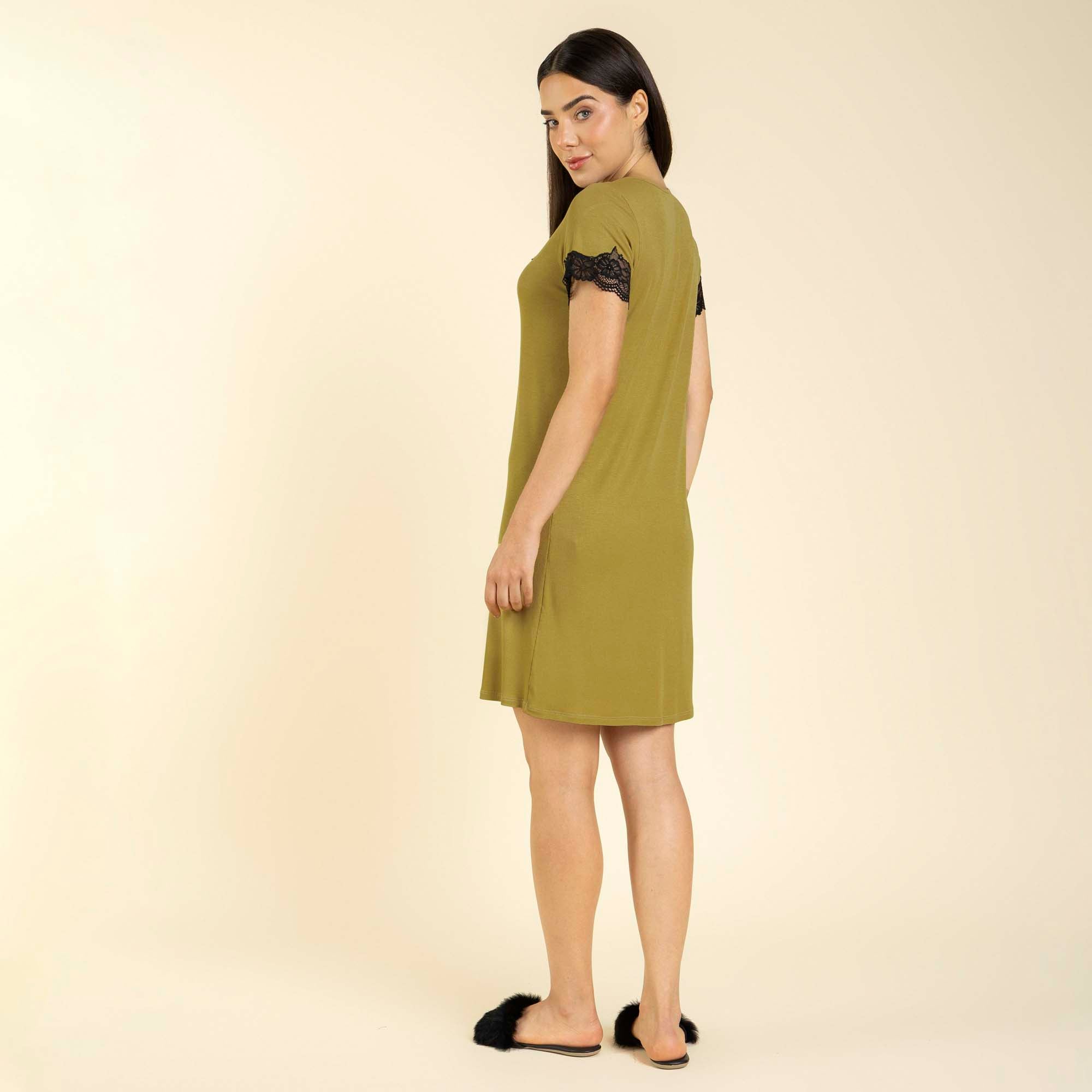 Camisão Feminino Curto Canelado Dourado com Renda