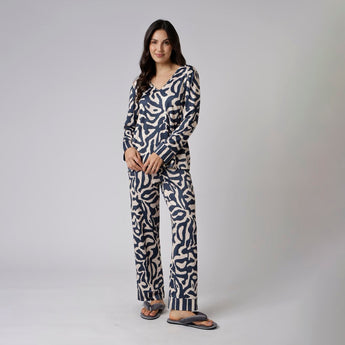 Pijama Feminino Longo Marinho Orgânico